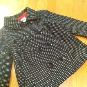 Circo Black and White Mini Polka Dot Peacoat with Button Details 3T